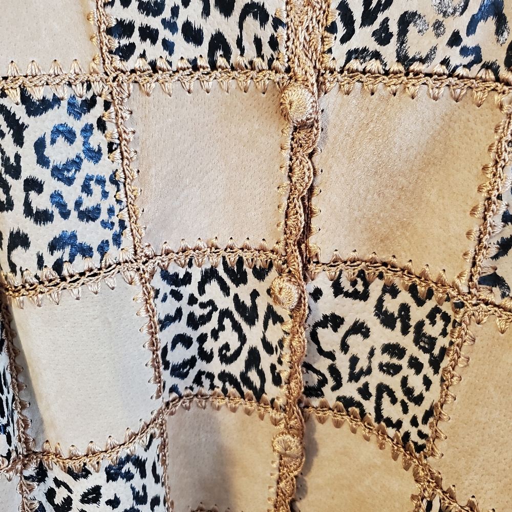 Quilted Patchwork Leather Leopard Animal Print Bl… - image 6
